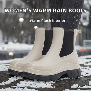 Botas de Lluvia de Moda para Mujer, con Punta de Acero, Ligeras, Impermeables, Antideslizantes, Botas de Nieve de PVC - Product Image 2