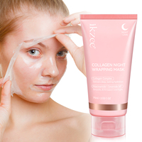 IKZEE Masque Visage Nuit Enveloppant au Collagène Hydrolysé 75ml – Soin Coréen Anti-Âge Effet Peeling