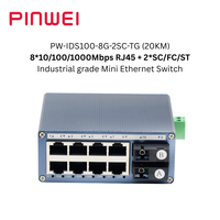 Switch Jaringan Industri Mini 10/100Mbps Gigabit 1-8 Port dengan Port Serat SC/FC/ST/SFP, Switch Ethernet Ringkas untuk Pemasangan DIN-Rail