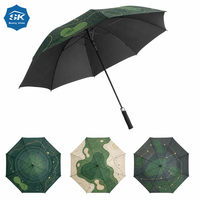 Parapluie de golf avec impression de carte topographique, résistant au vent, armature renforcée, pour souvenirs personnalisés de club de golf