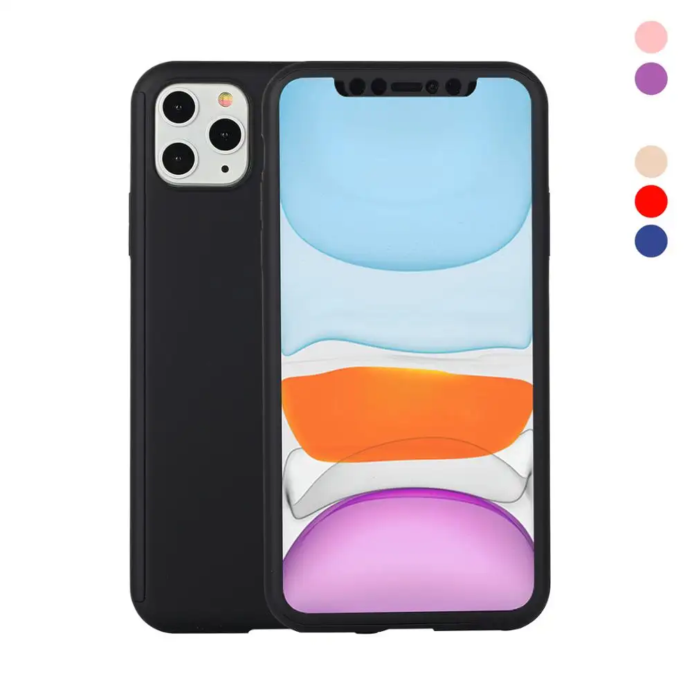 For iPhone 11 Pro Max 5 5S SE 6 7 8 Plus XR XS X 12 Full Body Front and Back 360 Fitted Case Cover + Glass Screen Protector