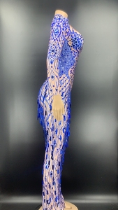 नोवेशन वेस्टिडोस लेब्रिटेस एस्पाइड क्रिस्टल कपड़े महिलाओं 2021 बेडेड फीता 3 डी पुष्प अनुक्रमित लंबे आस्तीन प्रोम कपड़े - Product Image 6