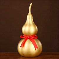 Statue de Feng Shui en Cuivre en forme de Gourde, Ornement en Calabash Ouvertable avec Ruban Rouge, Symbole Traditionnel Chinois de Richesse et de Protection
