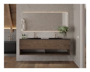 خزانة حمام خشبية حديثة مثبتة على الحائط موفرة للمساحة مع حوض للاستحمام - Product Image 5