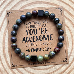 You Are Awesome Pulseras inspiradoras Cristales de confianza Pulseras de piedras de energía curativa para regalos del padre - Product Image 2