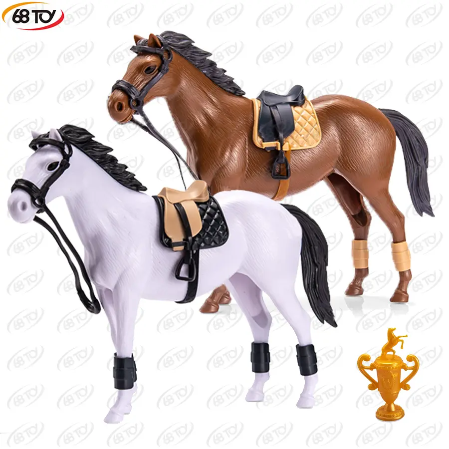 Figurine di Ranch di cavalli simulati Set di giocattoli da fattoria figure di animali collezione di modelli decorazione da tavolo di alta qualità cavallo peloso per bambini