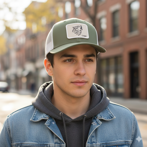Casquette Trucker en Jean et Maille à 6 Panneaux, Personnalisable, Vert Olive, avec Logo en Coton et PVC, Réglable, pour l'Été et le Sport – Vente en Gros - Product Image 6