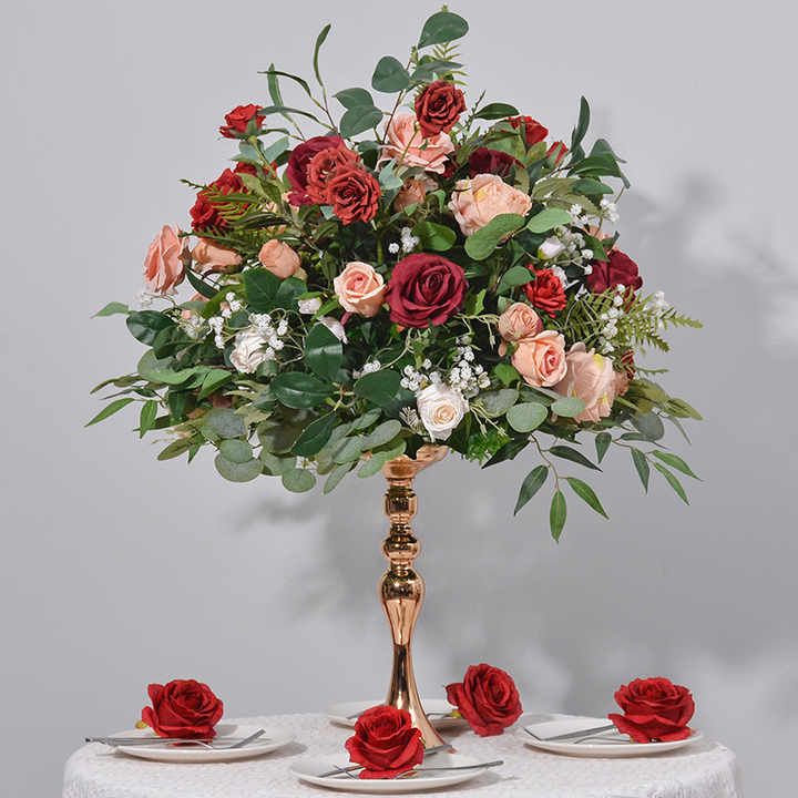 Custom Red Rose Flowers Arrangements Rose Floral Centerpiece Artificial