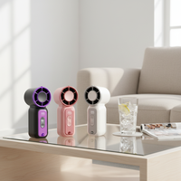 Ventilateur portable à LED avec message personnalisé, fonctionnant sur piles, sans pales, en silicone, silencieux, pour utilisation en voiture, autonomie de 4 à 6 heures