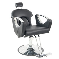 Fauteuil de coiffure moderne vintage en cuir PU, inclinable, avec pompe hydraulique robuste et rotation à 360 degrés pour salon de coiffure