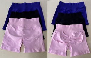 <span class=keywords><strong>Pantaloncini</strong></span> da Yoga Senza Cuciture per <span class=keywords><strong>Donna</strong></span>, Vita Bassa a V con Decorazione Arricciata, Elastico in Vita per Corsa e Yoga - Product Image 3