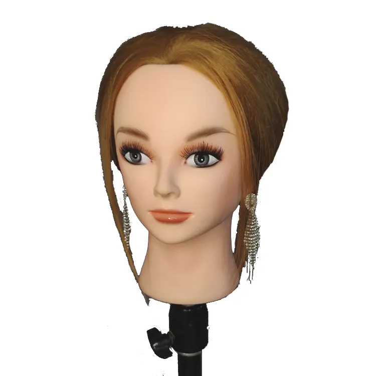 Cheap Plastic Hair Style Dull Head Training Makeup Face 100% Human Hair Training Head 18" Doll Heads
