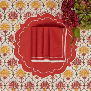 Custom Size French Luxury Organic Flax Fabric Embroidered Edge <b>Table</b> <b>Cloth</b> <b>Linen</b> Napkin Placemat for Hotel Wedding - Product Image 4