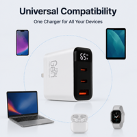 Chargeur rapide GaN 65W Type C PD avec affichage numérique, 3 ports en 1, prise murale pliable pour téléphone, ordinateur portable, tablette, logo personnalisé OEM, vente en gros