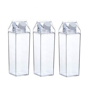 Bouteille d'eau portable sans BPA avec paille pour bouteilles de lait et de soda carrées PS, 400 ml, pour les sports de plein air et les voyages - Product Image 2