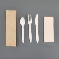 Couverts de camping biodégradables et durables en amidon de maïs, ensemble cuillère, fourchette et couteau PSM de 7 pouces