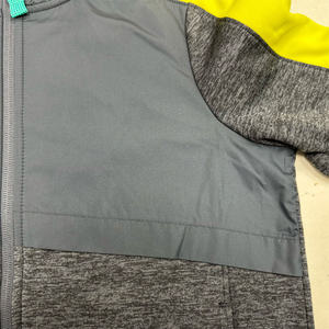 Superior Quality Woven Overlay Fleece Anti-Pill Zipper <b>Hoodie</b> Collarless Sport Jacket - Product Image 4