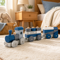 Jouet de train à empiler en bois Montessori, voiture à tirer, blocs de tri de formes, jouet éducatif pour tout-petits et enfants