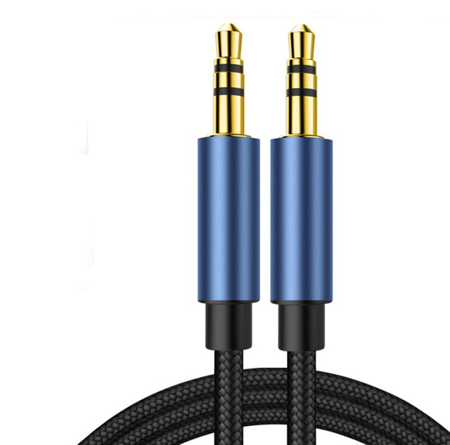 1m 2m 3m 5m Gold Plated Aluminum Alloy Nylon Braided Car Aux 3.5mm Stereo Male Audio Aux Cable