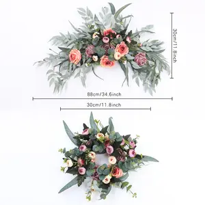 Guirlande de roses et de feuilles de saule, ornement de décoration pour la maison, pour un mariage, une couronne de fleurs artificielles, pour une fête, nouveauté 2020