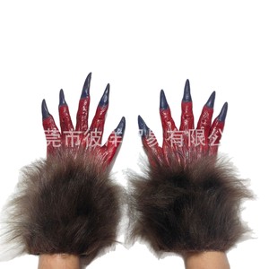 ถุงมือมนุษย์หมาป่า กรงเล็บผีขนยาว ขนาดเดียว อุปกรณ์ประกอบชุดฮาโลวีน - Product Image 3