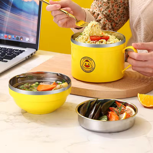 Bol à nouilles pour enfants en acier inoxydable avec logo personnalisé, boîte à lunch pour l'école - Product Image 2