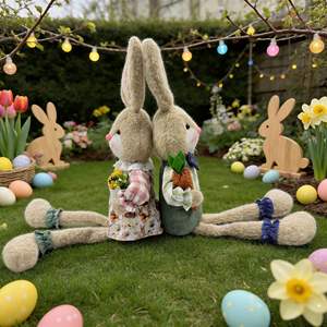 Nieuwe paasdecoraties Pastorale stijl Pluche zittende konijnenpoppen met lange benen, knuffels, bureaubladornamenten, feestdecoraties - Product Image 3
