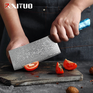 XITUO fabrika doğrudan satış şam çelik mutfak bıçakları seti 1-9 adet paslanmaz çelik şef çin tarzı sebze meyve balta - Product Image 5