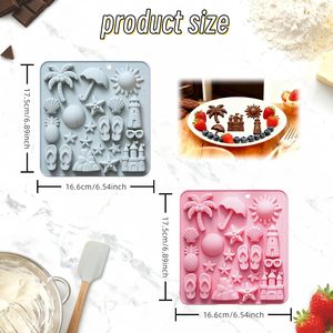 Moldes de Silicona de Grado Alimenticio con Temática de Playa, Paquete de 2, Formas de Castillo de Arena Oceánico para Hornear, Manualidades, Gomitas/Dulces/Cubitos de Hielo - Product Image 2