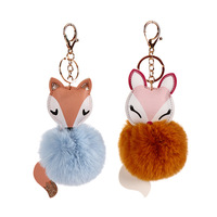 Vente en gros usine : Pendentif de sac et porte-clés de voiture, boule de fourrure mignonne imitation renard, loutre et lapin, décoration suspendue