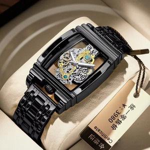 Drioshipping Brand Square Luxury Men Gold Tourbillon <b>Skeleton</b> <b>Automatic</b> Quartz Wrist <b>Watches</b> for Men - Product Image 3