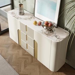 Table étroite murale simple dorée italienne montante, dessus de table en bois massif de luxe léger, table console d'entrée - Product Image 5