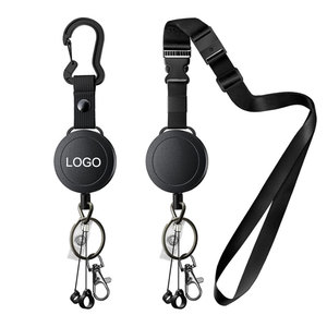 2-piece Set Custom Logo Round ABS Plastic Heavy‑Duty Retractable Yoyo Badge Reel With Wire Rope, Carabiner Key Ring, Lanyard - Product Image 1