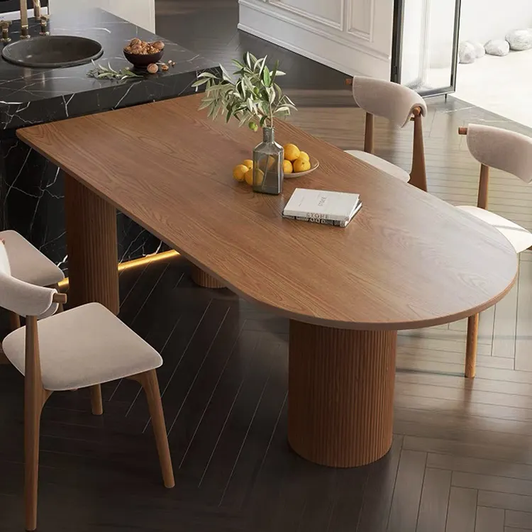 Nordic Modern Minimalist Design Hotel Home Furniture Living Room Kitchen Restaurant Oval Solid Wood Dining Table