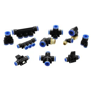 Custom Straight Union Blue Quick Tube Pneumatic Connector 1 Touch Plastic Fittings Push Fit Air Hose Connectors