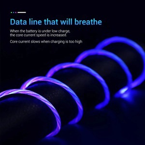 Venta caliente 1 metro 2 metros 3 en 1 LED <span class=keywords><strong>USB</strong></span> flujo luz luminosa teléfono móvil tipo <span class=keywords><strong>C</strong></span> <span class=keywords><strong>Micro</strong></span> Cable de carga magnético para iPhone Android - Product Image 4