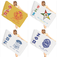 Nouvelles serviettes de plage personnalisées de haute qualité pour sororités, avec logo et motif sur mesure, vente en gros pour sororités nationales