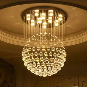 Round shade hanging light led crystal ceiling chandelier lamps for hotel room decor ETL60423