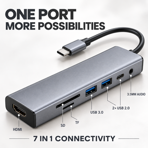 7 in 1 <b>USB</b> C <b>Hub</b> 4K <b>USB</b> 3.0 SD TF Card Reader 3.5mm Audio Type C Multiport Adapter for Laptop OEM Wholesale - Product Image 3