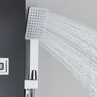 Panel de Ducha LED Moderno de Venta Caliente, Montado en Pared, con Jets de Masaje de Lluvia, Grifos Termostáticos de Cerámica de un Solo Control, Acero Inoxidable