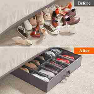 Large Capacity Sturdy Rolling Organizer for Boots and Sneakers Effortless Access Under Bed <b>Shoe</b> Storage With Foldable Design - Product Image 5