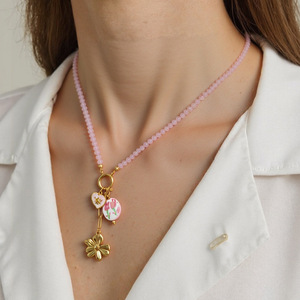 Collier en acier inoxydable avec pendentif fleur pour femme, chaîne de clavicule tendance pour l'été, bijoux de fête - Product Image 1