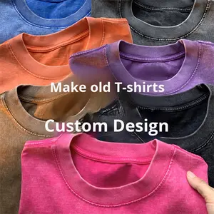 Футболка в стиле американского винтажа, 220 грамм, с эффектом потертости, с логотипом, нанесенным методом шелкографии, не скатывается, с коротким рукавом, из чистого хлопка - Product Image 2