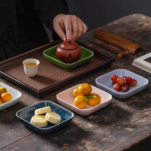 Plato cuadrado de cerámica para frutas, plato de porcelana estilo japonés para aperitivos, para fiestas de té, uso en la sala de estar. - Product Image 2