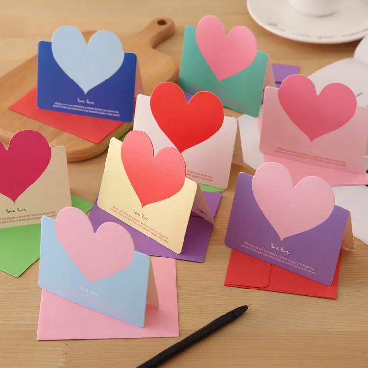 カードカスタムハートはあなたを愛していますホットフォントピンクの封筒プレゼントありがとうカード