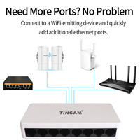 Conmutador Ethernet Gigabit TiNCAM de 5/8 Puertos 10/100/1000Mbps 1Gbps con Funciones VLAN - Conmutador de Red de Escritorio