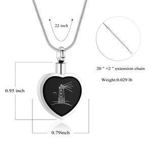 Collar de urna conmemorativa de corazón para cenizas <span class=keywords><strong>Faro</strong></span>/Pata/Cruz Cremación Cenizas <span class=keywords><strong>Joyería</strong></span> Corazón Recuerdo Colgante Cenizas Titular - Product Image 6