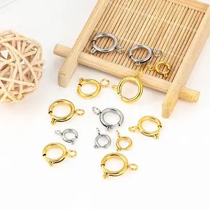 Customer Size High quality 18K Gold Plated Stainless steel Snap fastener buckle Charms for Bracelet Necklace Making