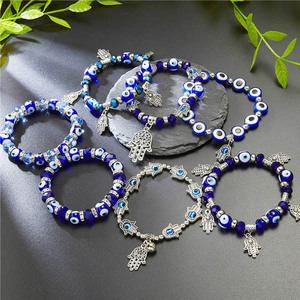 RINHOO Braccialetto Trendy Turco con Amuleto Occhio di Allah Blu, Bracciali con Perline in Resina e Cristallo Mano di Fatima, Gioielli Portafortuna per Donna e Uomo - Product Image 4