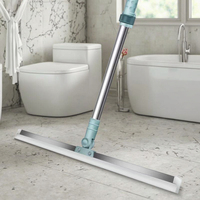 Brosse de nettoyage magique avec manche long réglable 180 °   Serpillère rotative en silicone pour sols, vitres et salles de bain domestiques